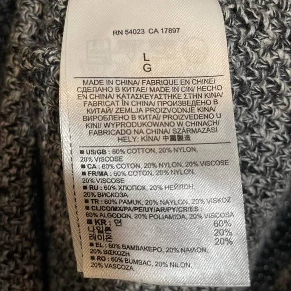 Banana Republic Black Marbled Knit V-Neck Sweater Side Zips Long Sleeve Large - Picture 7 of 11